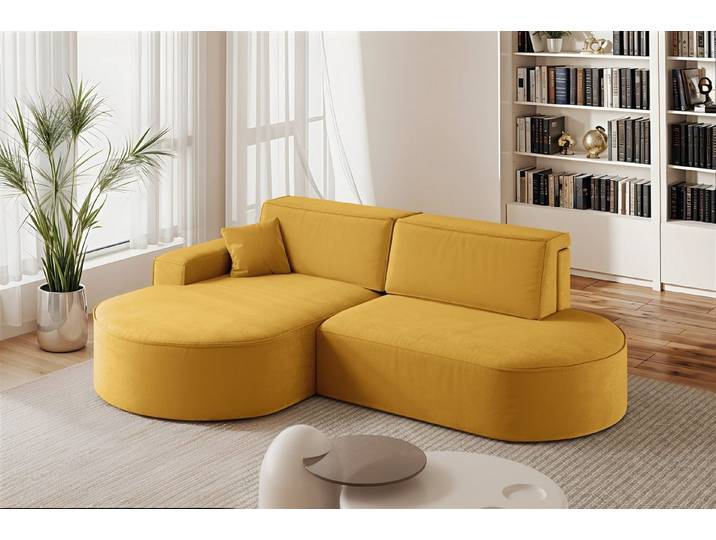 Fun Möbel Ecksofa Schlafsofa Sofa VENEDIG, Ottomane Rechts oder Links, Inkl. Bettkasten und 1 Zierkissen