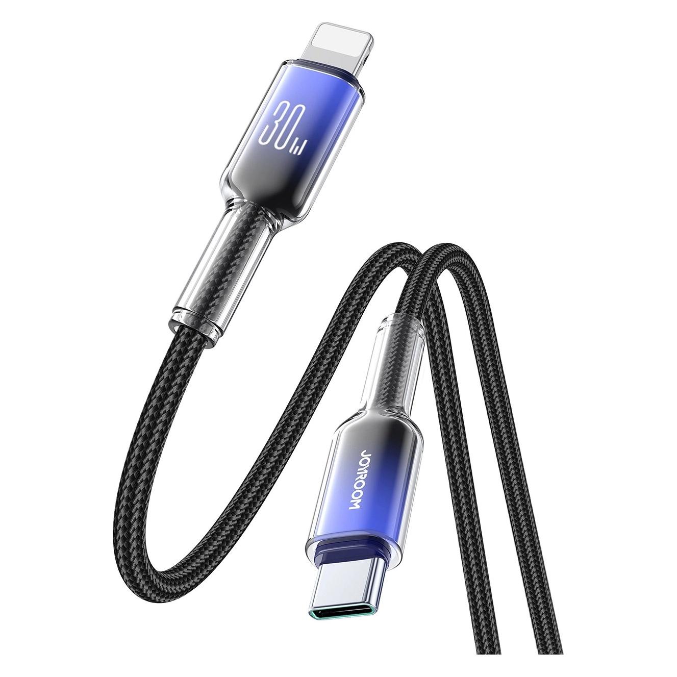 Joyroom S-A42 Crystal Clear Series Fast Charging Data Cable Type-C to Lightning 30W 1.2m Black (1.20 m, 30 W) (S-A42)