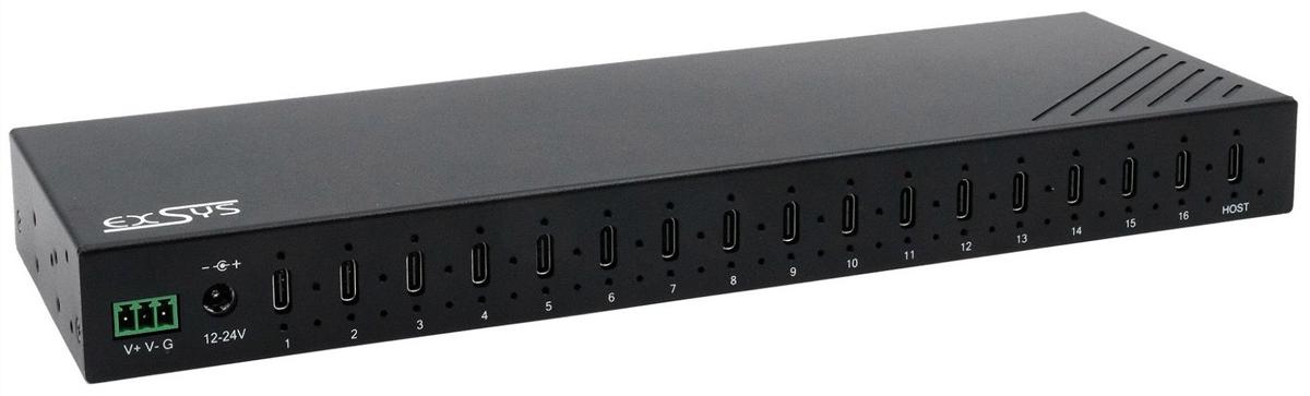 Exsys EX-12276HMS USB 3.2 Gen 2 Hub 16 x USB-C Anschlüsse 120W