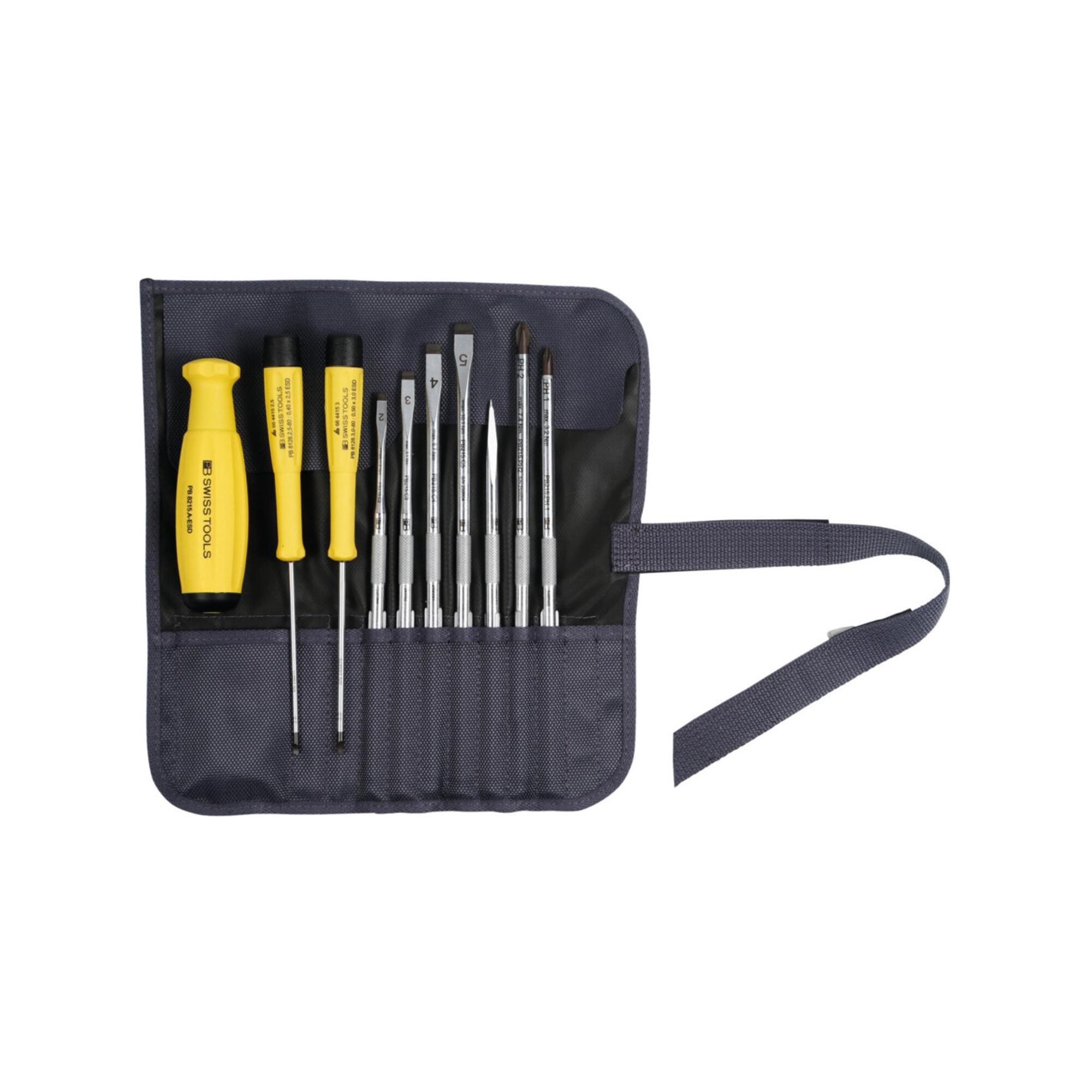 PB Swiss Tools Schraubendreher-Sortiment, mit 2K-SwissGrip-Heft, ESD, 10-teilig (8215.ESD)