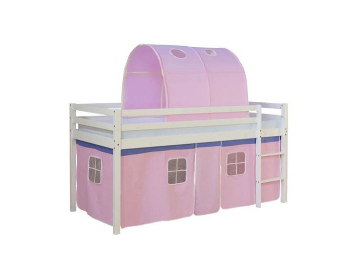 Lit mi-haut 90x200 cm avec sommier tunnel rose