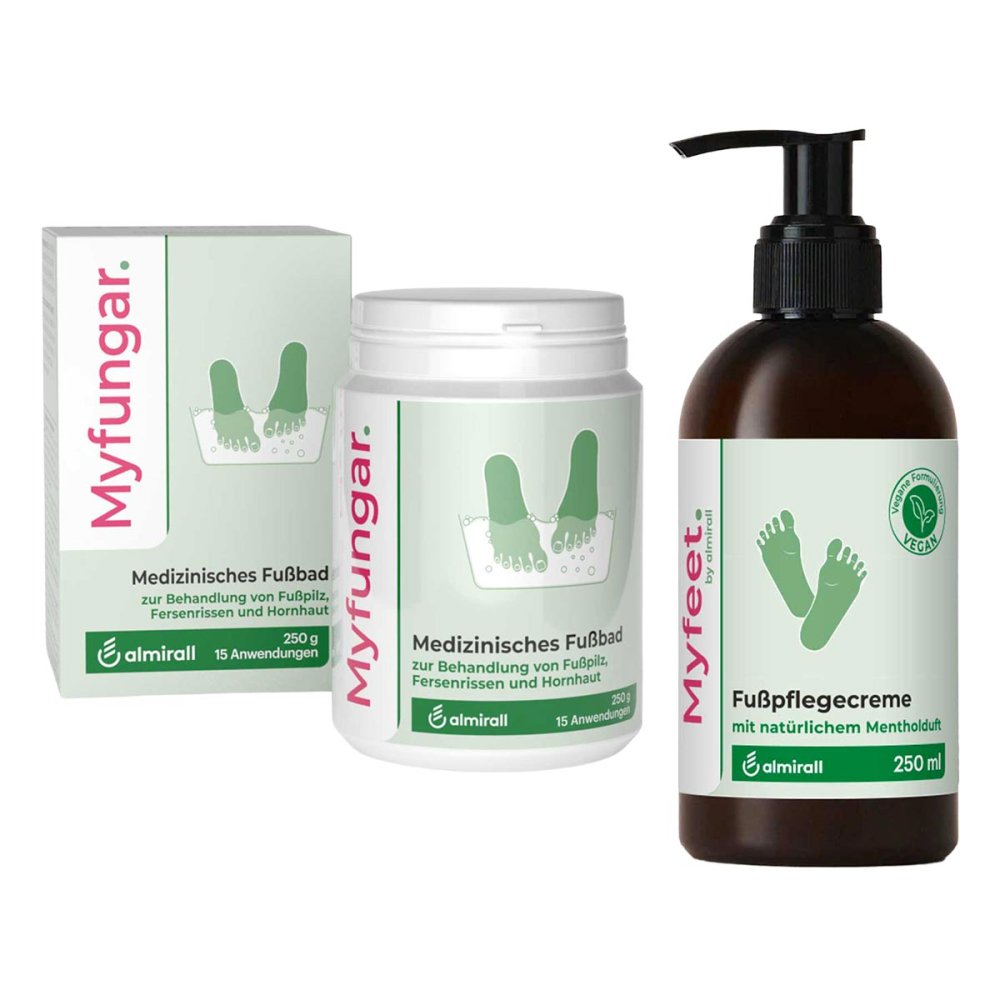 Myfungar Medizinisches Fußbad Granulat + Myfeet Fußpflegecreme 08107771