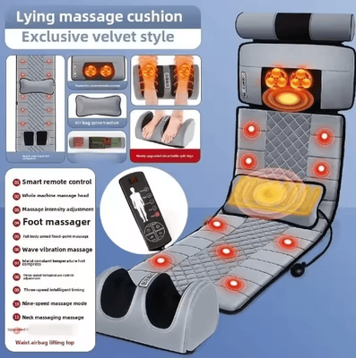 Inspire Picks European Standard Full Body Massage Mattress With Wave Vibration & Pressure Point Pillow 5 In 1 flannel New au