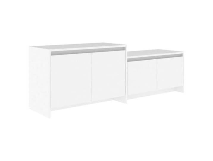 LMTYOENFG TV-Schrank Lowboard Weiß 146,5x35x50 cm Holzwerkstoff Flexibles Lowboard mit 4 Türen für Wohnzimmer, flexibel links oder rechts montierbar, pflegeleichte Oberfläche.