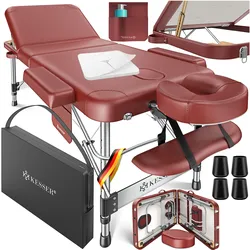 KESSER® Mobile Massageliege klappbar & höhenverstellbar 3 Zonen Massagebett Massagetisch Kosmetikliege Breit Therapieliege Aluminium + 10x Gesichtsauflage mit Kopfstütze Armlehnen & Tasche