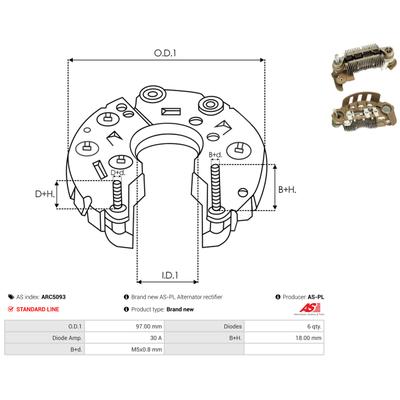 AS-PL Gleichrichter, Generator ARC5093 970mm