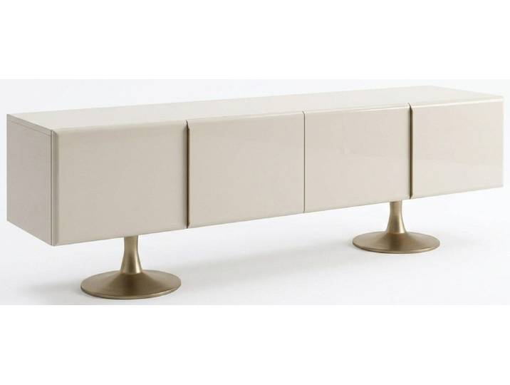 JVmoebel Lowboard Moderner TV Lowboard Weiß Holz Metall Großer TV Schrank Wohnzimmer (1-tlg)