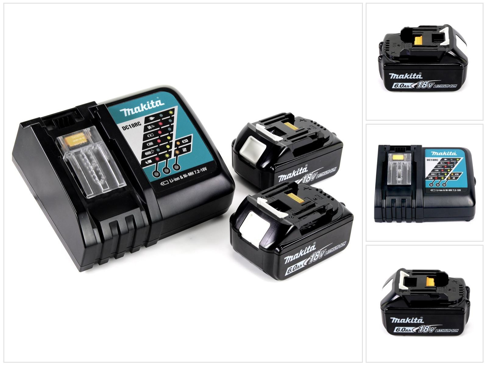 Makita Power Source Kit Li 18V met 2x BL1860B accu 6,0Ah en DC18RC oplader (199480-6)