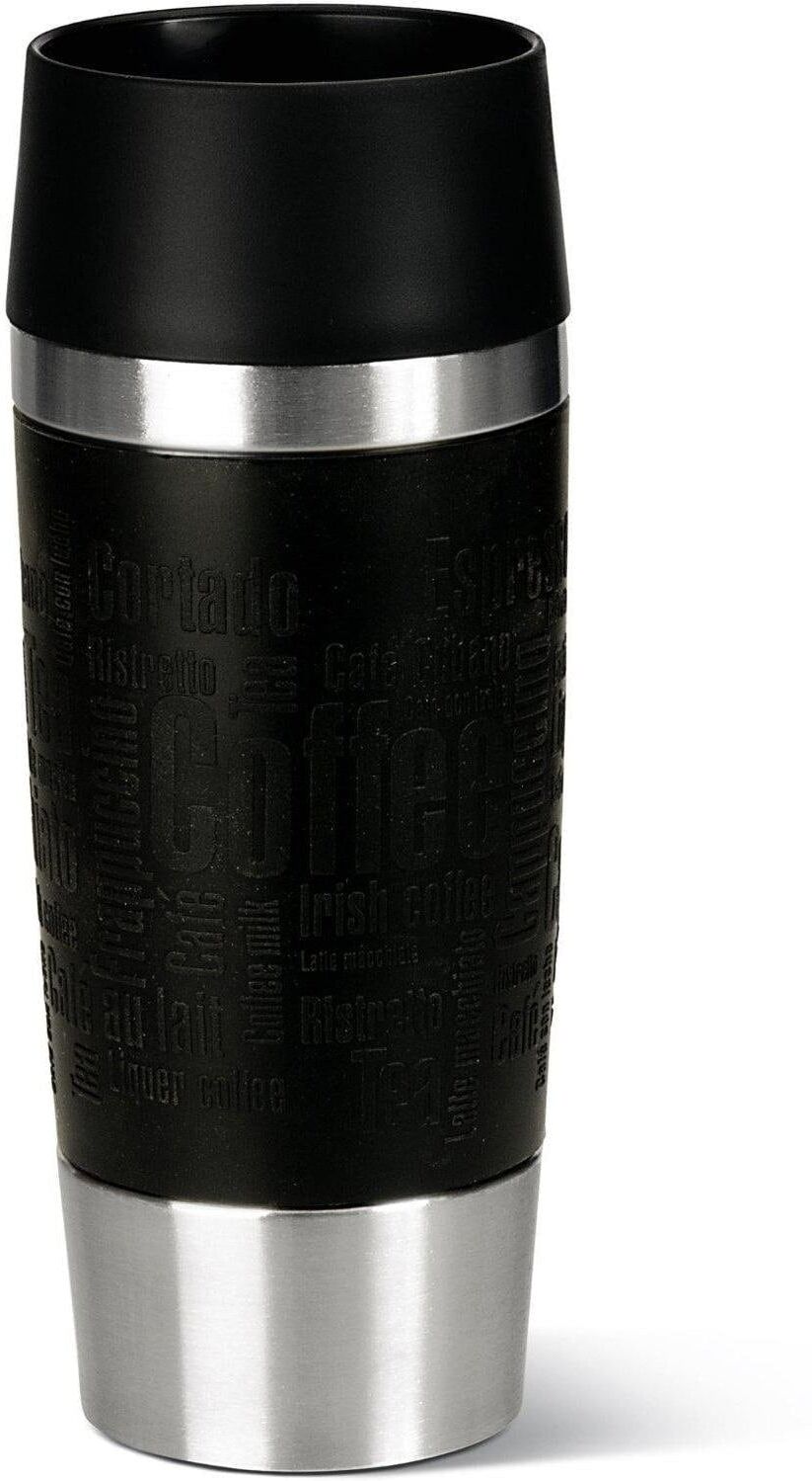 Thermobecher EMSA "Travel Mug 360 ml", schwarz, Trinkgefässe, Ø 8cm x 20cm, 360ml, Edelstahl, Thermobecher, H:20cm Ø:8cm schwarz Ø 8cm x 20cm, 360ml