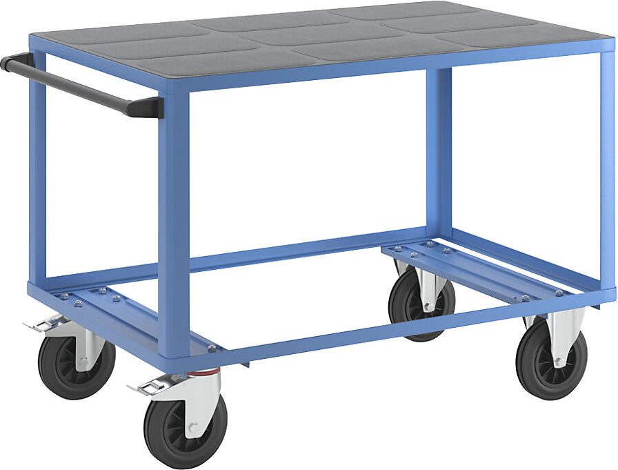Montagewagen, Tragfähigkeit 500 kg, 1 Ladefläche aus Kunststoff, Ladefläche 1250 x 800 mm, Gestell lichtblau eurokraft pro