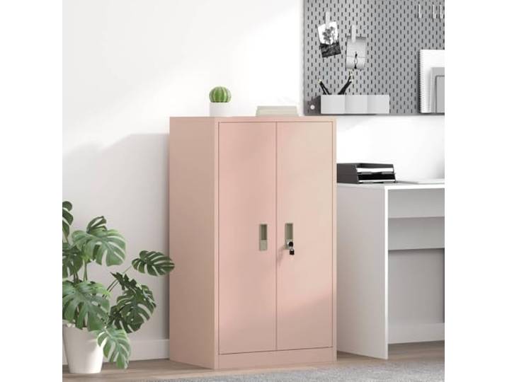 KFPOERTFGD Metallschrank, Industrieller Aufbewahrungsschrank, Rosa, 60 x Pulverbeschichteter Stahl, Abschließbare Türen, Stabil & Langlebig