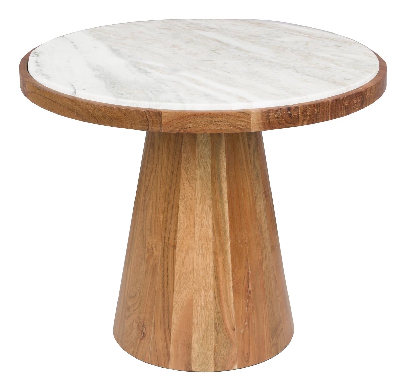 ZILT Ronde Salontafel Dejuan Marmer en Acaciahout - Naturel - Diameter: 50 cm