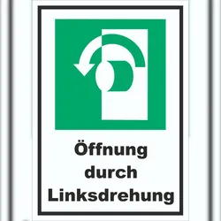 HB-Druck Öffnung durch Linksdrehung Schild A2 (420x594mm)