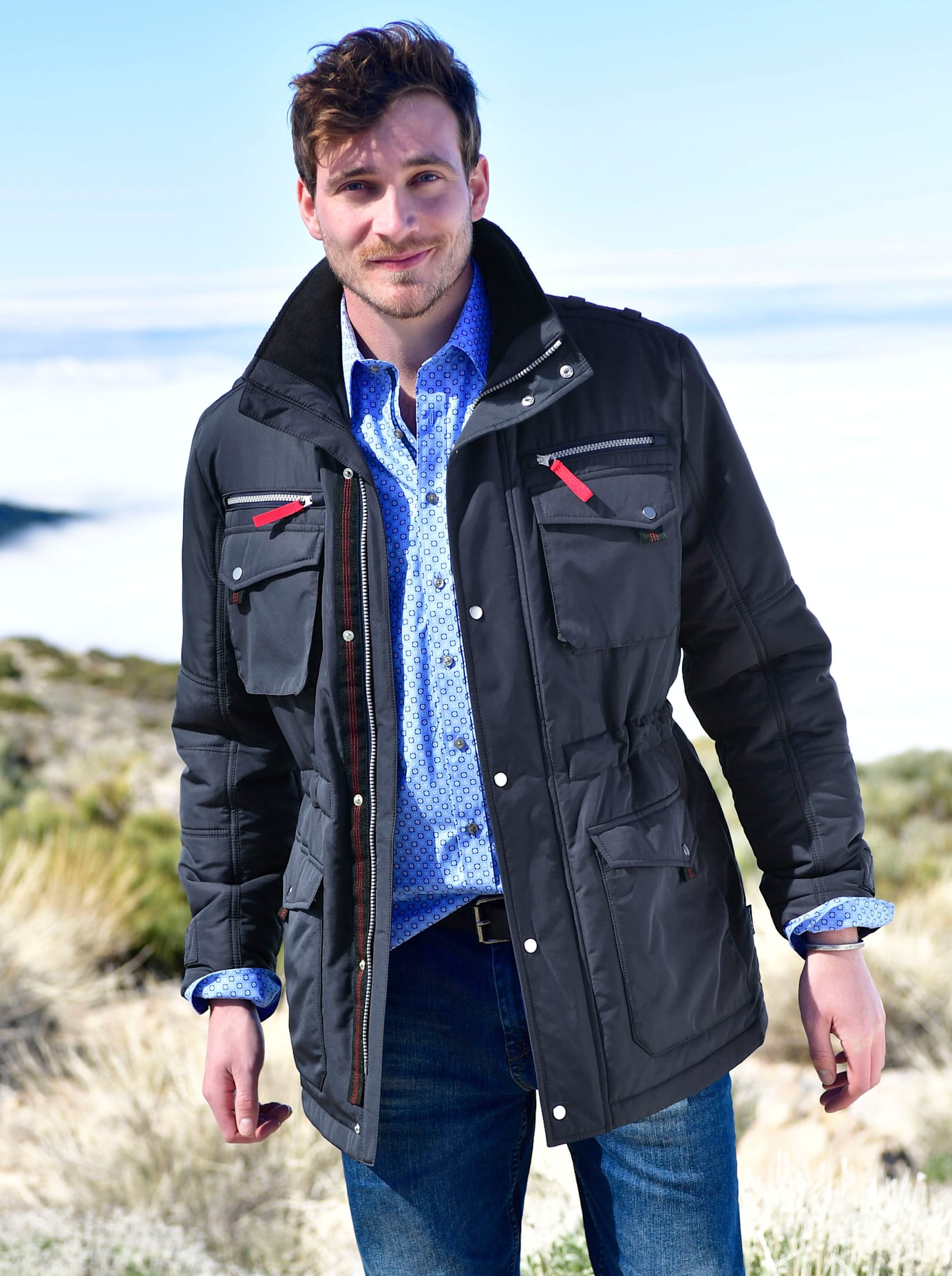 Allwetterjacke MARCO DONATI, Herren, Gr. 48, blau (marine), 100% Polyester, unifarben, Jacken Allwetterjacke marine 48