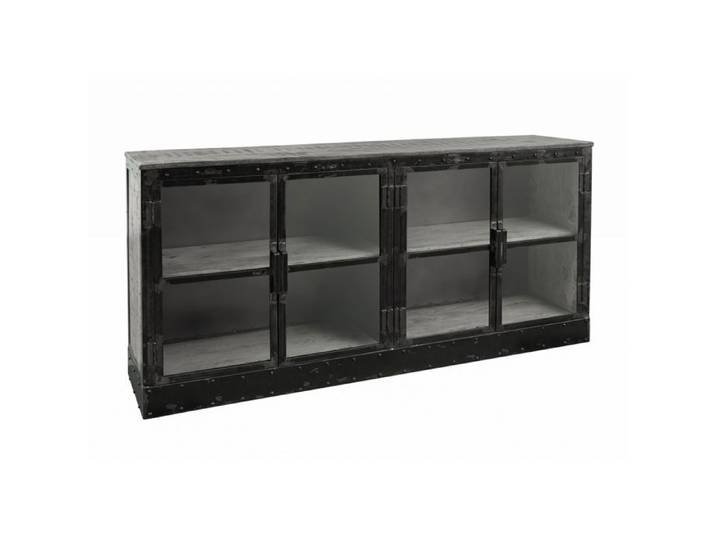 Buffet bas Manguier gris laqué massif 180x40x90 cm (BxTxH) bois massif HEAVY INDUSTRY #152