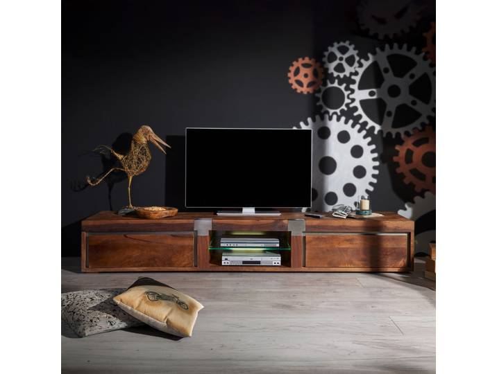 Meuble TV 240x48 Manguier laqué Brun AMSTERDAM #04