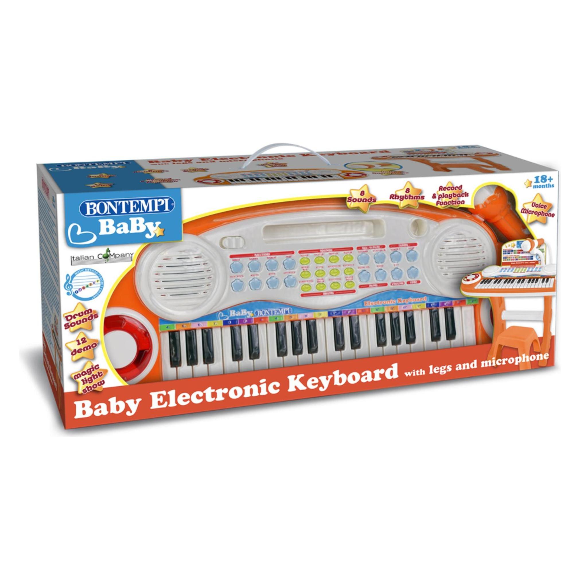 Bontempi Elektronisches Baby-Keyboard mit 37 Tasten, Mikrofon, Beinen und Hocker (45057566)