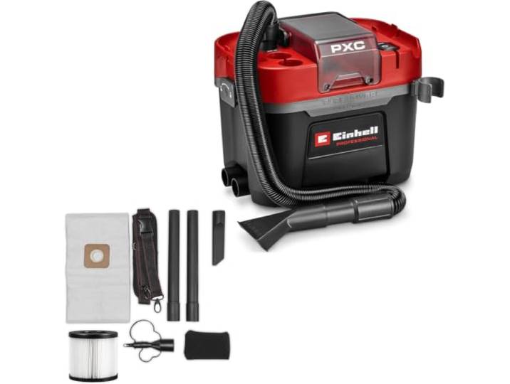 Einhell Professional Akku-Nass-Trockensauger TP-VC 18/10 Li BL L-Solo PXC 18 V Brushless 10-L-Behälter 2 Saugstufen Faltenfilter Saugdüsen ohne Akku