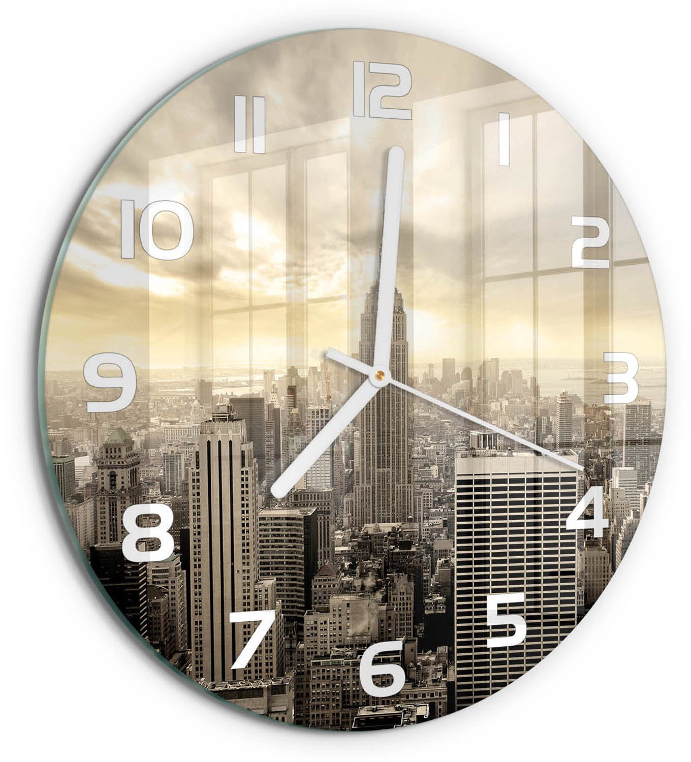 Tulup Wandklok Manhattan New York - Beige - Diameter: 30 cm