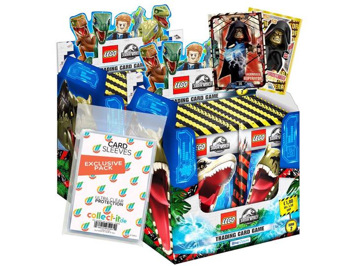 Star Wars Sammelkarte LEGO Jurassic World Serie 2 2 Display (100 Booster) +collect-it Hüllen