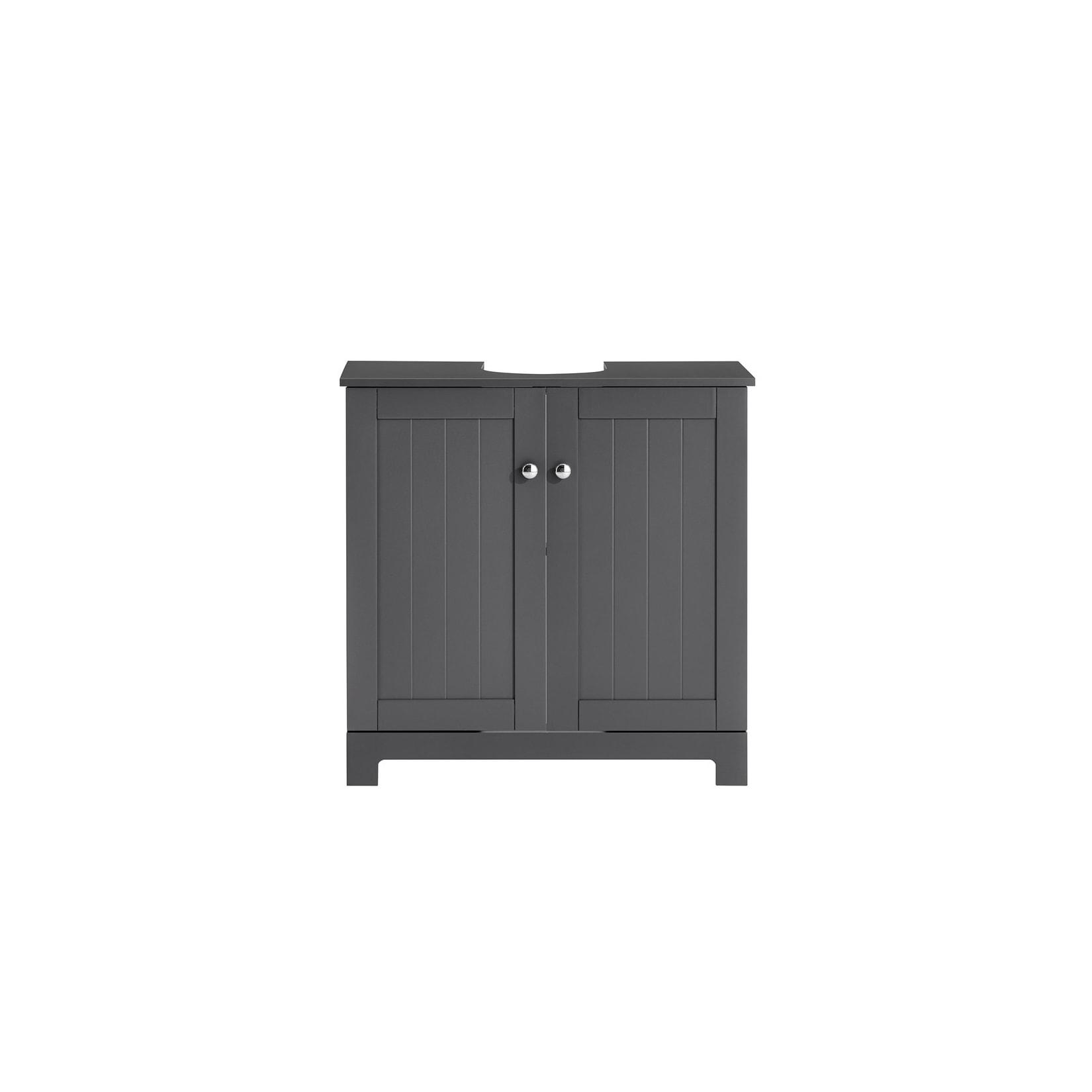 SoBuy Waschbeckenunterschrank mit 2 Türen Dunkelgrau 60x30x60cm Funktional