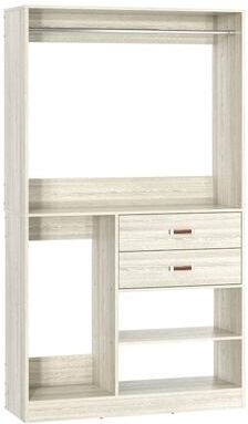 Rackcog Navada 40''W Large Closet Organizer with Hanging Rod, Freestanding Closet System Wardrobe with Wood Drawers