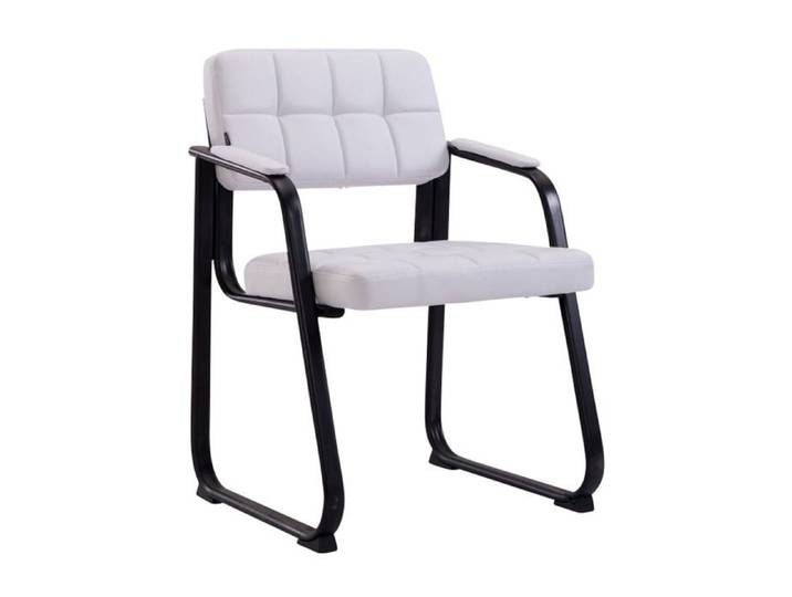 Chaise visiteur fauteuil de bureau sans roulette synthetique blanc BUR10231