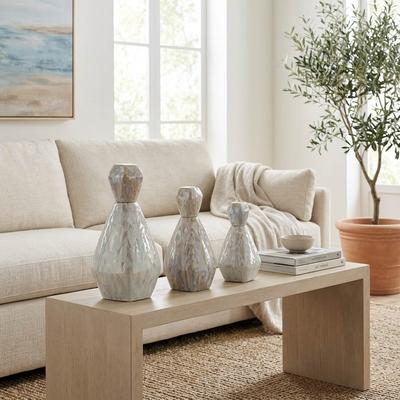 Sagebrook Home Stoneware Decorative Vases Contemporary Minimalist Sleek (Set of 3)