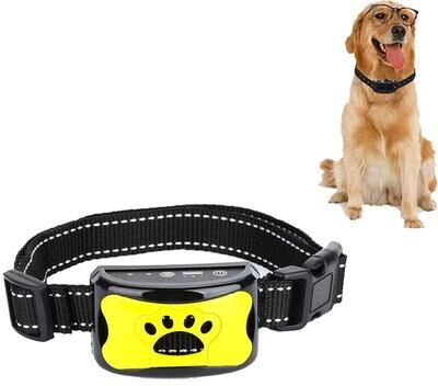 Everyday Crate Smart Rechargeable Waterproof Anti Bark Collar For Dogs With Intelligent Bark Detection lemon Yellow
