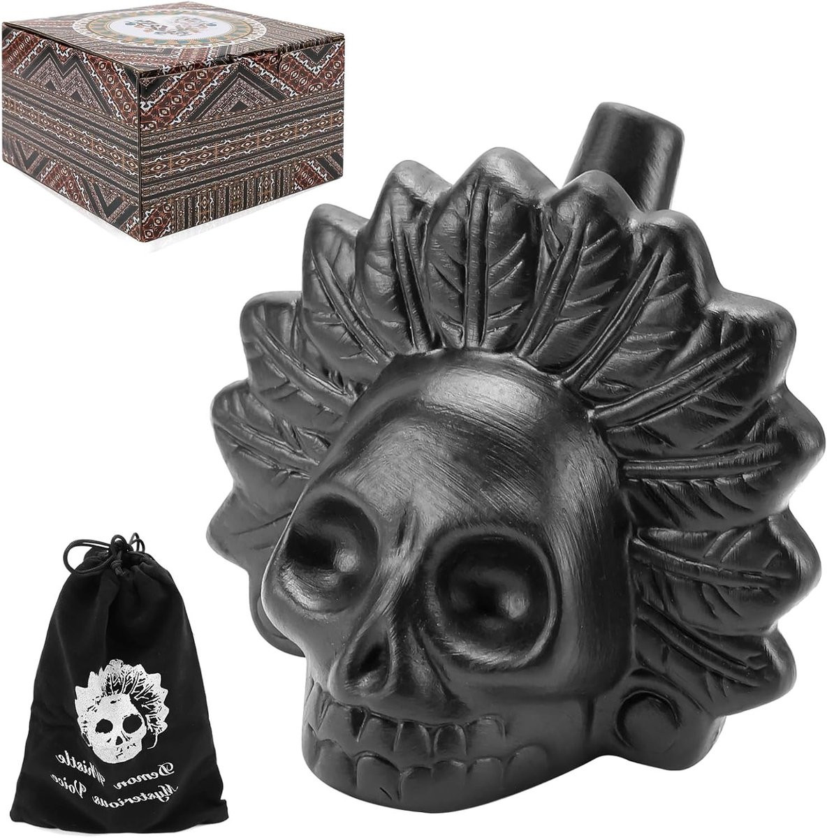 Authentieke Azteekse Doodfluit met Mensachtige Schreeuw voor Ceremonies en Decoratie