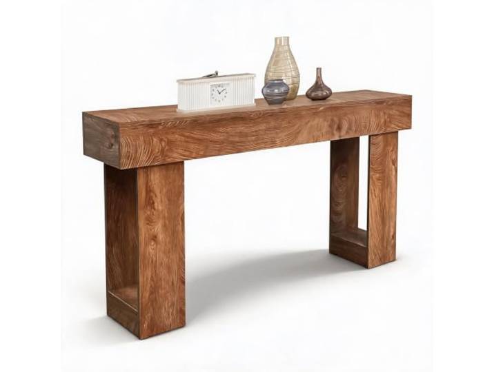 GarveeLife Konsolentisch 160 x 30 x 82 cm schmal Holzoptik Braun Schmaler Konsolentisch mit rustikaler Holzoptik und verstellbaren Füßen, ideal für Flur, Eingangsbereich oder Wohnzimmer