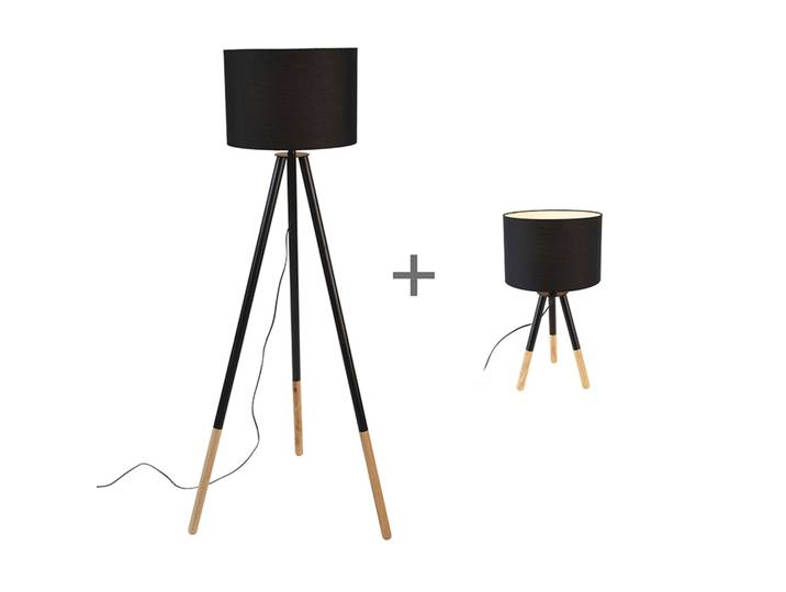 Set van tafel- en vloerlamp met kap zwart - Pip
