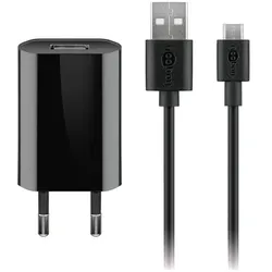 goobay Micro-USB-Ladeset 1 A schwarz schwarz