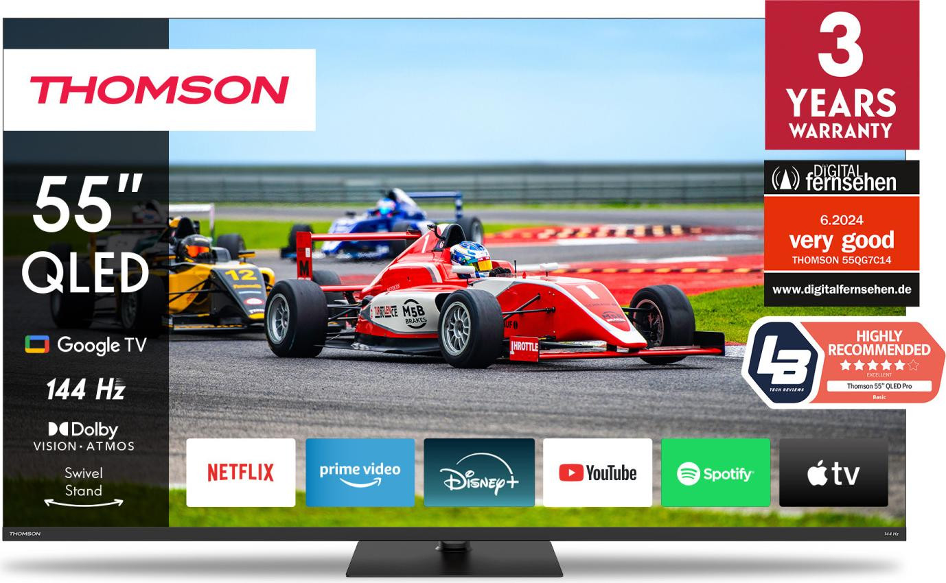 Thomson Q70 Serie 55QG7C14 Smart TV, 139,7 cm (55 inch), QLED, 3840 x 2160 pixels, Wi-Fi, zwart
