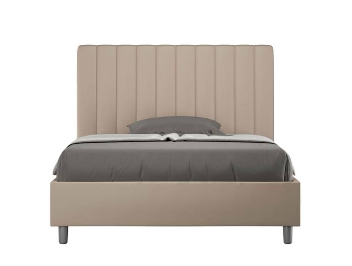 Lit avec sommier rembourrée 120x190 similicuir taupe