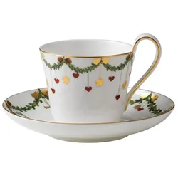 Royal Copenhagen, Tasse, Stjerne Riflet Jul kop med underkop