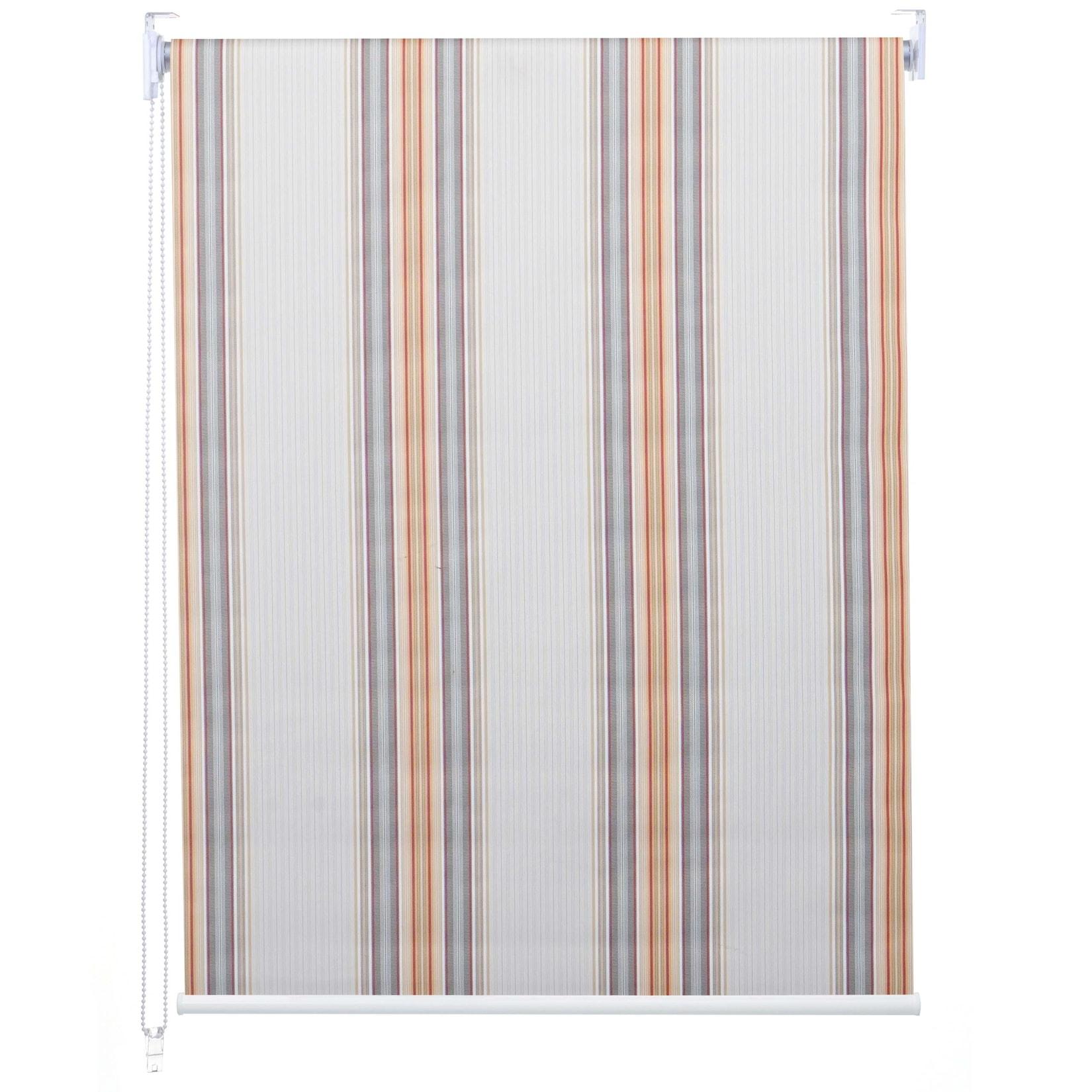 Rollo MCW-D52, Fensterrollo Seitenzugrollo Jalousie, Sonnenschutz Verdunkelung Isolation blickdicht 110x160cm ~ grau/braun/orange