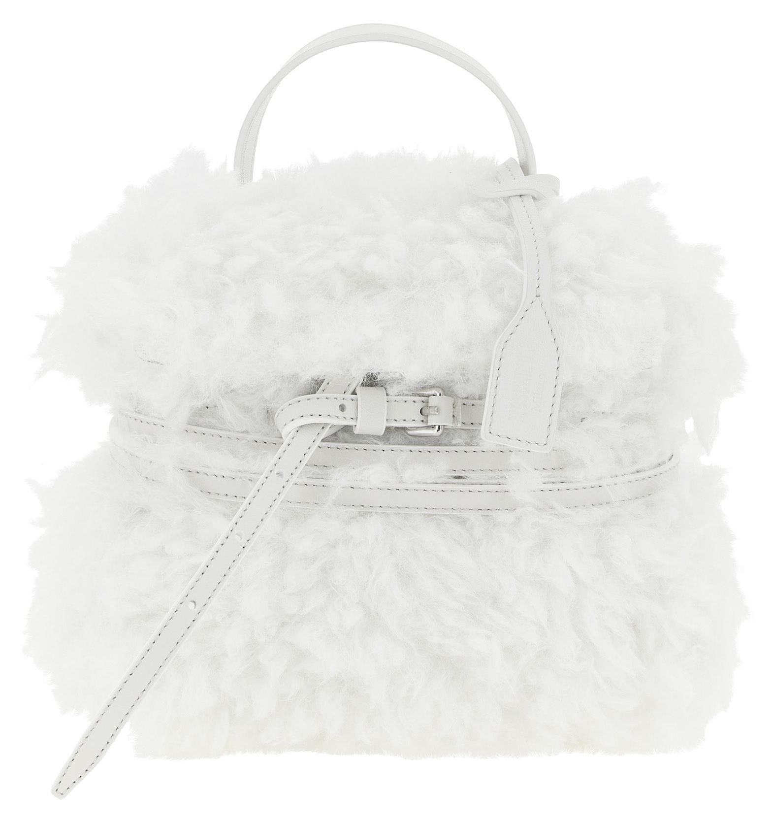 Moschino Tie Me Small Schafsfell weiß Gürtel silberfarben
