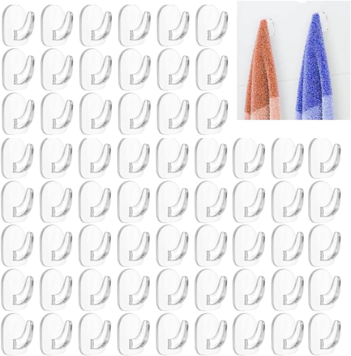 100 stuks herbruikbare naadloze zelfklevende muurhaken, transparant plastic