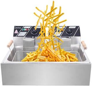 NO Oil Consumption 12.7Qt/12L Stainless Steel Large Single-Cylinder Electric Fryer 5000W Max - 12.7Qt