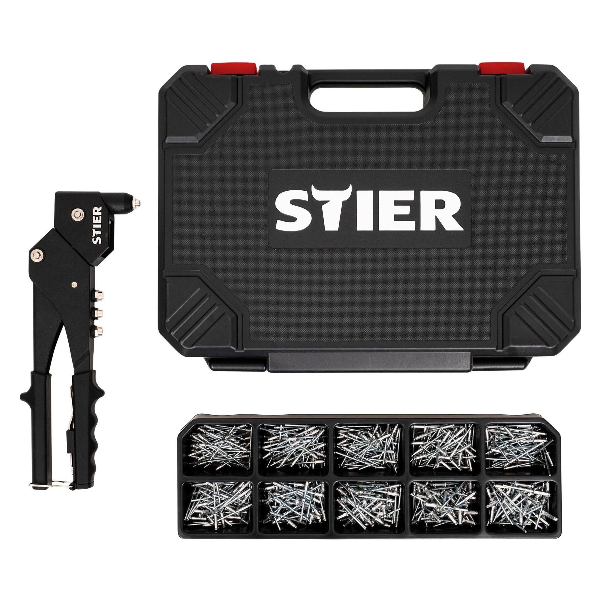 Stier Blindnieten-Satz Premium mit 360°-Handnietzange und Blindnieten 501-teilig (2.40 - 4.80 mm) (89159785)