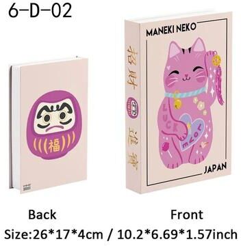 Uplift Picks Decorative Book Storage Box Lucky Cat Japanese Home Decor Hidden Storage Book 12 open