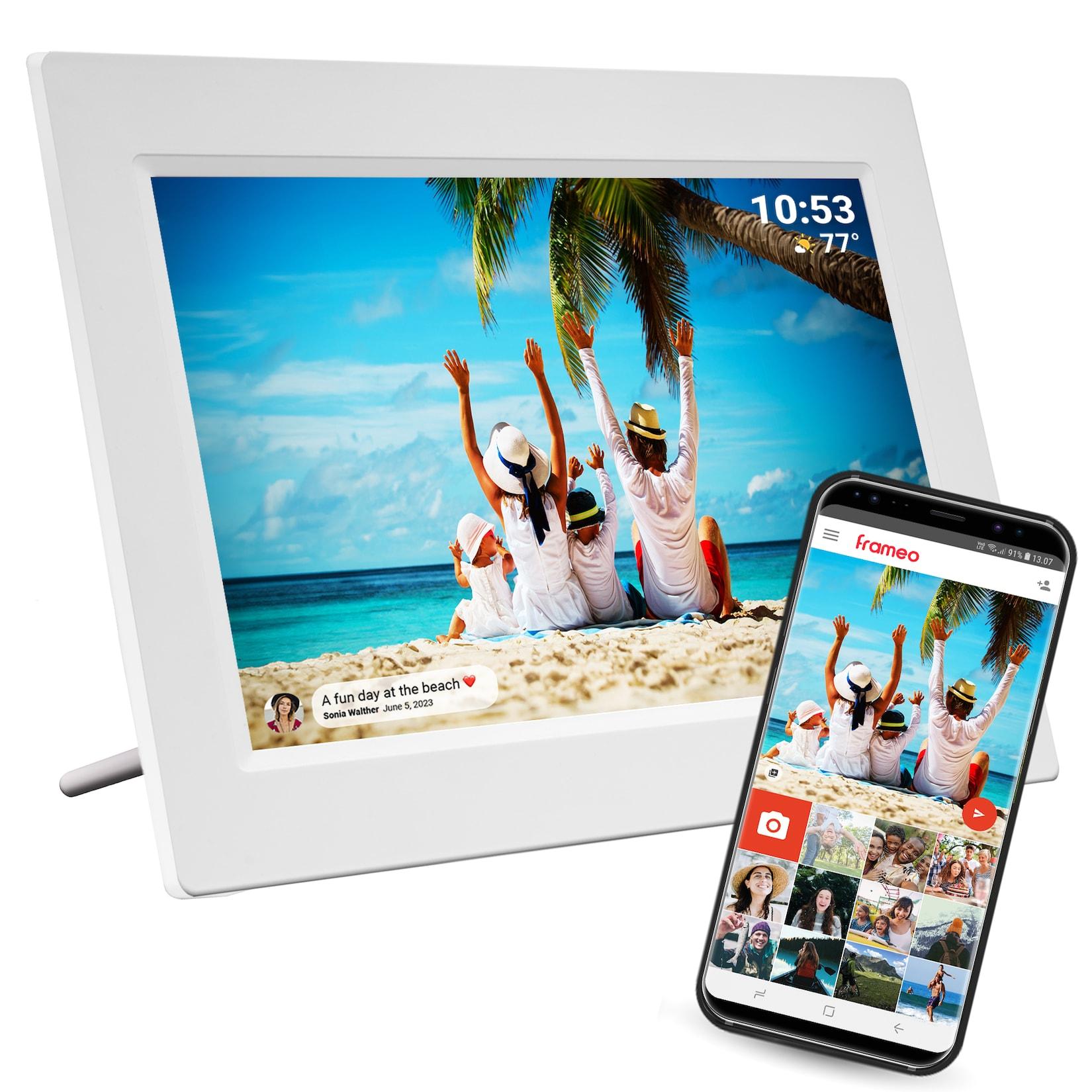 Denver PFF-1015 Digitaler WLAN-Bilderrahmen, 10.1" Touchscreen, weiß