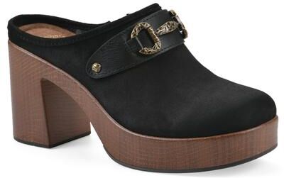 Women's Barleys Platform Heel Clog by White Mountain in Black Multi (Size 7 M)