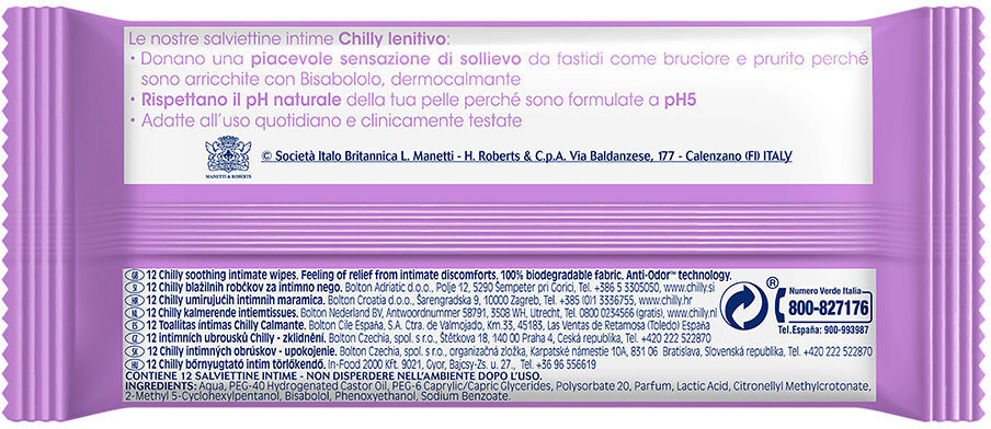 Chilly Pocket toallitas íntimas calmantes 12 u