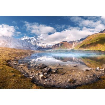 Fototapete PAPERMOON "See in Landschaft", bunt, B:5m L:2,8m, Vlies, Tapeten