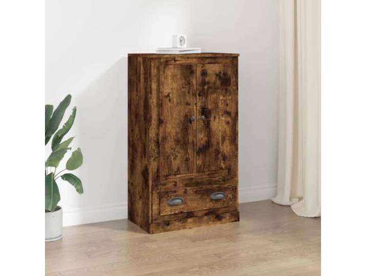 Langlebiges Highboard aus Holzwerkstoff mit zeitlosem Design, stilvolles Highboard mit viel Stauraum für eine Elegante Einrichtung, Räuchereiche 60x35,5x103,5 cm