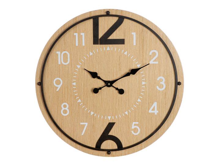 Wanduhr Jonestown, Schwarz, Weiß, Hellbraun, Metall, 4 cm, Dekoration, Uhren, Wanduhren