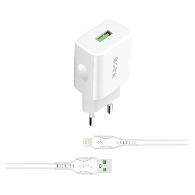S-Link AND-EC14B Wandladegerät - 1 USB-Anschluss - 5 V, 1 A - Weiss - Lightning-Kabel 100 cm (5 W, 1 Port) (TBKSL36832)
