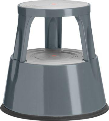 Fahrbarer Rolltritthocker, rutschfester Gummibelag, H 410 x ø 433/283 mm, bis 150 kg, basaltgrau